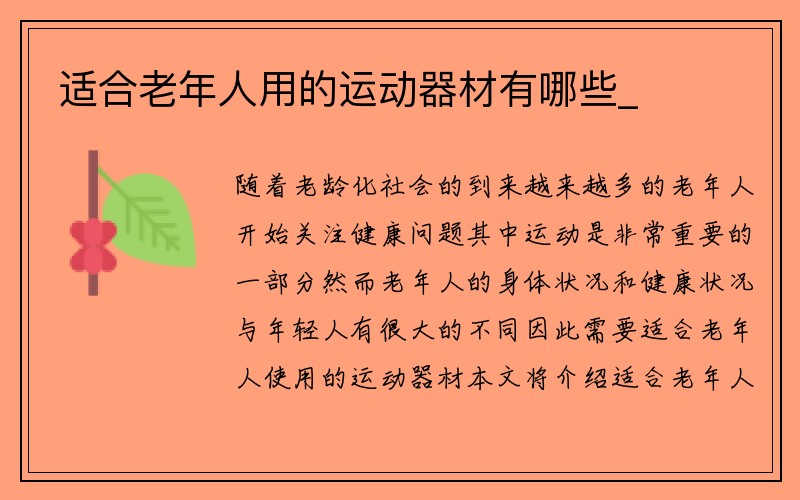 适合老年人用的运动器材有哪些_